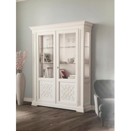 VETRINA IN LEGNO MASSELLO CON INTARSIO VARI COLORI L170 P 45 H 210