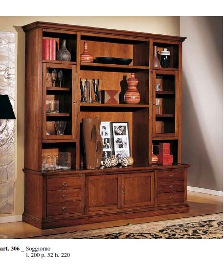 PARETE A GIORNO LIVRERIA PORTA TV - IN LEGNO - VERI COLORI