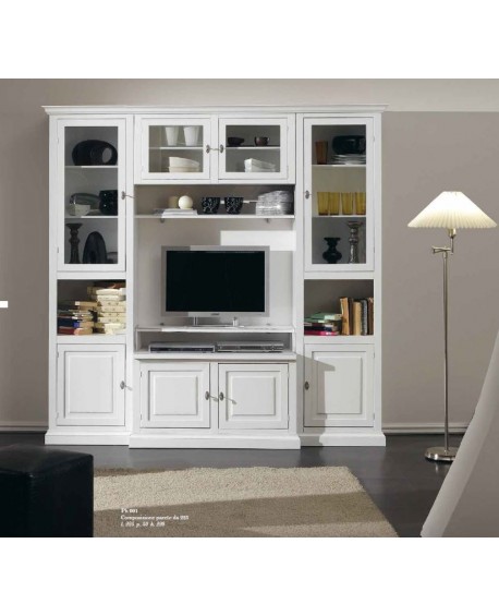 PARETE A GIORNO LIVRERIA PORTA TV - IN LEGNO - VERI COLORI