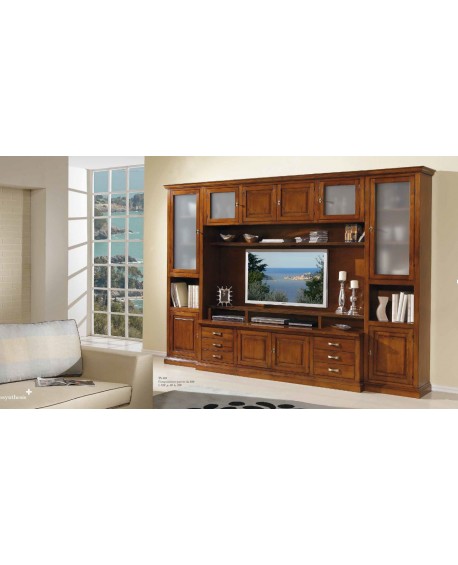 PARETE A GIORNO LIVRERIA PORTA TV - IN LEGNO - VERI COLORI