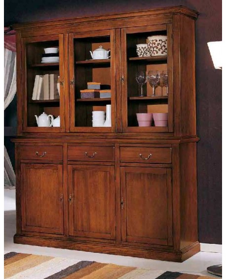 CRISTALLIERA IN LEGNO MASSELLO COLORE NOCE