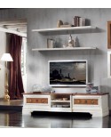 PORTA TV LEGNO MASSELLO CON INTARSIO BICOLORE L 200 P 52 H 50