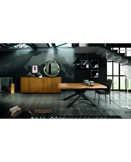 Tavolo rovere nodato finitura grano 250x100 sp. 6 fisso