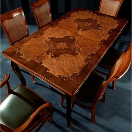 TAVOLO L 160 (320) P 90 H 80 ALLUNGABILE INTARSIATO MASSELLO