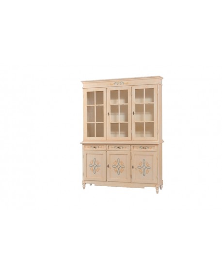 credenza vetrina base +alzata decorata a mano