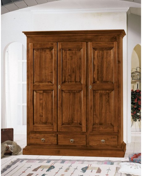 Armadio a 3 porte e 3 cassetti LEGNO MASSELLO VARI COLORI