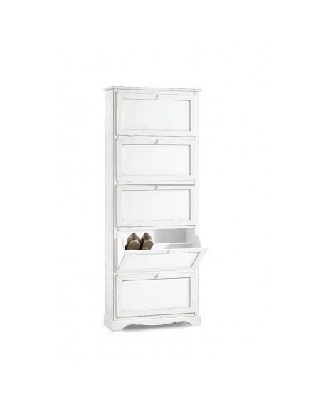 MOBILE SHOE CABINET 4 DOORS PAINTED WOOD MATT WHITE