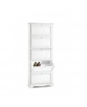 MOBILE SHOE CABINET 4 DOORS PAINTED WOOD MATT WHITE