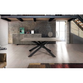 Tavolo rovere nodato finitura beton   180x90 sp.4 fisso