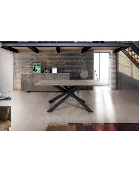 Tavolo rovere nodato finitura beton   250x100 sp.4 fisso