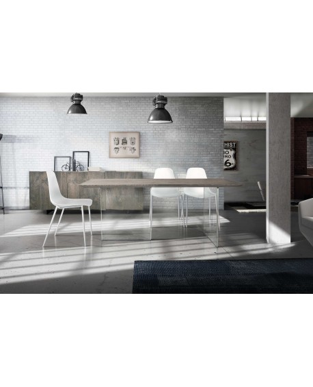 Tavolo rovere nodato finitura beton   180x90 sp.4 fisso