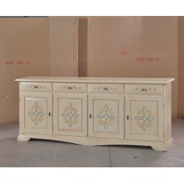 CREDENZA BASE LEGNO DECORATA COL AVORIO PENNELLATO - codluis 1041