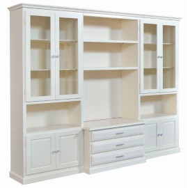 PARETE SOGGIORNO PORTA TV VETRINA COL BIANCO AVORIO - codluis 1062