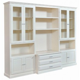 PARETE SOGGIORNO PORTA TV VETRINA COL BIANCO AVORIO - codluis 1062