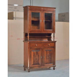 CRISTALLIERA 2 DOORS BASE + LIFT NUSSBAUM FARBE CARVED - codluis 1072