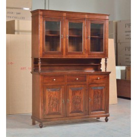 CRISTALLIERA 3 DOORS BASE + LIFT MIT NUSSBAUM CARVED - codluis 1073