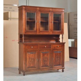 CRISTALLIERA 3 DOORS BASE + LIFT MIT NUSSBAUM CARVED - codluis 1073