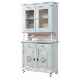 CRISTALLIERA 2 DOORS BASE + LIFT INTAGLITA COL WEISS ANTIKE - codluis 1075