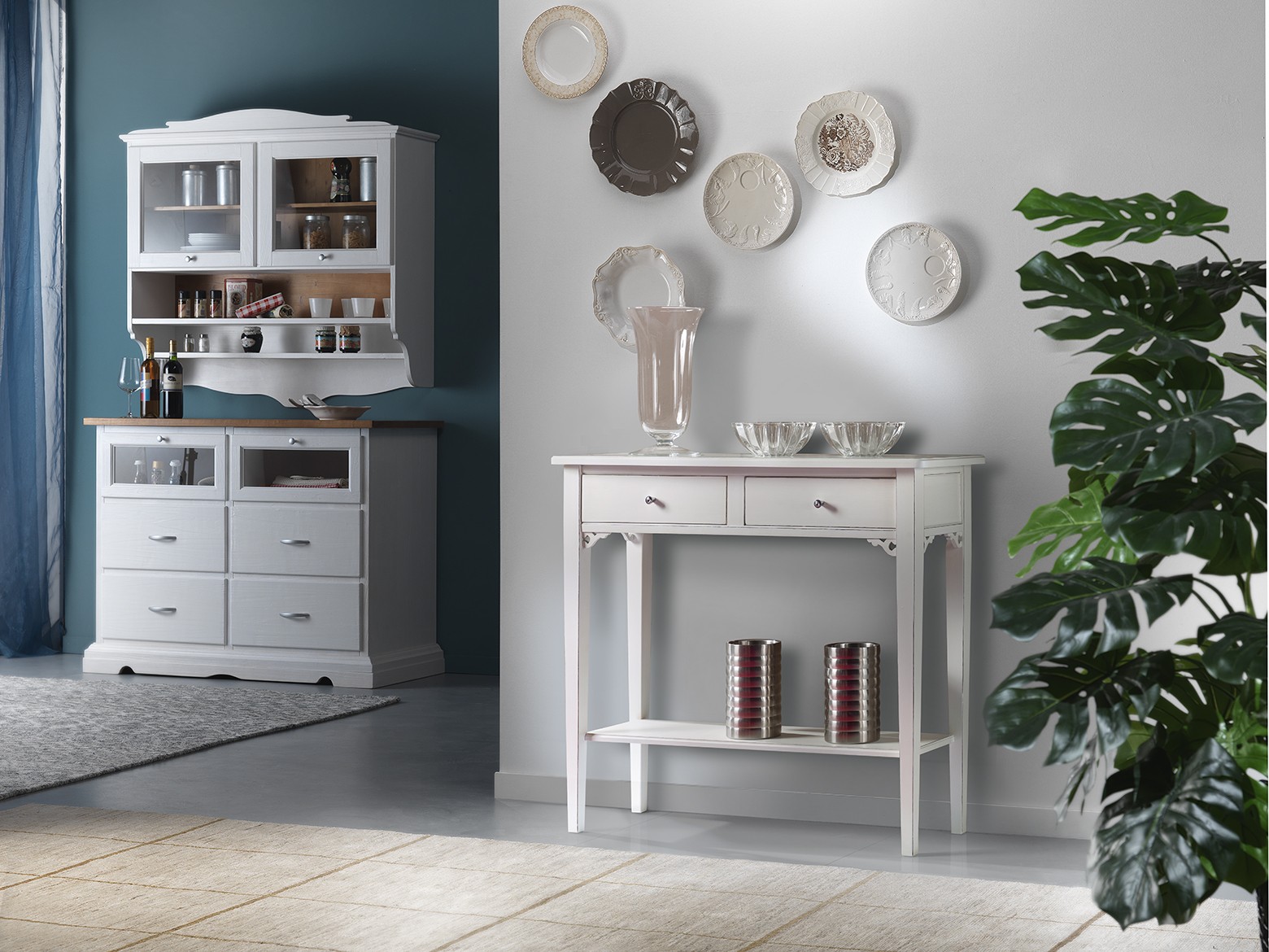Consolle con cassetti piano d'appoggio metallo bianco | Maisons du Monde