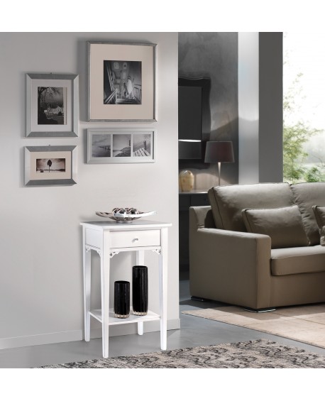 CONSOLA 1 cajón lacado blanco MADERA entrada de la tabla TABLA VENETO