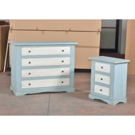 COMO 2 COMODINI LEGNO COL AZZURRO CERATO PATINATO ANTICATO - codluis 1143