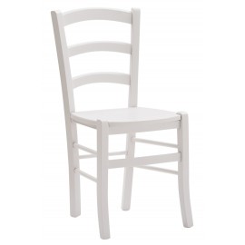 Sedia con fondino legno, laccato bianco   L.43 H.88 P.42 HS.47