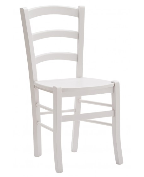 Sedia con fondino legno, laccato bianco   L.43 H.88 P.42 HS.47