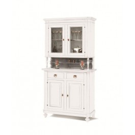 CRISTALLIERA SHOWCASE 2 DOORS 2 DRAWERS DRESSER + LIFT WITH MATT WHITE - WOOD - codluis 311