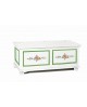 CHEST WOOD MATT WHITE WITH GREEN DECORATIONS AND FLOWERS - codluis 335