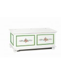 CHEST WOOD MATT WHITE WITH GREEN DECORATIONS AND FLOWERS - codluis 335