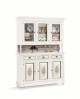 CRISTALLIERA LEGNO VETRINA BASE + ALZATA BIANCO OPACO DECORATO FIORI VERDE - codluis 333