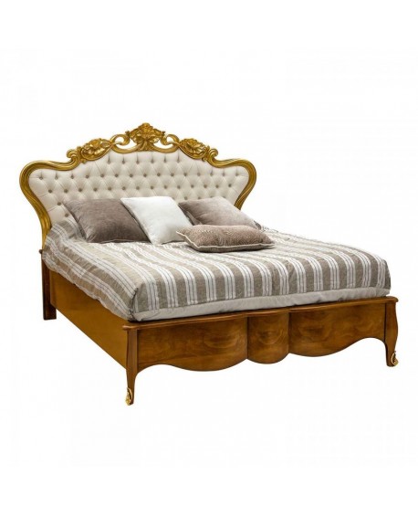 Letto con testata Intagliata L.204 P.216 H.155cm     (RETE DA CM.160L)              con pannello da tappezzare o lucidare