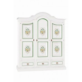 ARMADIO LEGNO BIANCO OPACO DECORATO FIORI VERDE - codluis 342