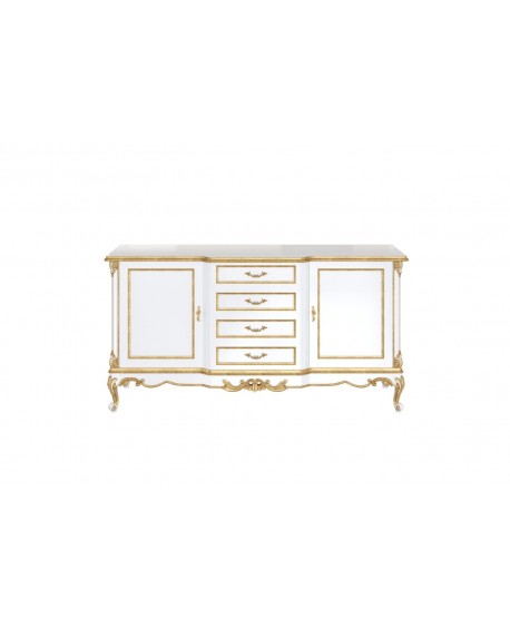 CREDENZA in legno massello stile barocco vari colori - bianco foglia oro