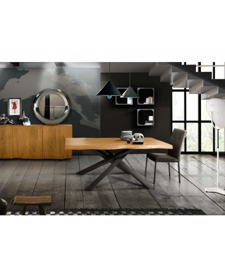 Tavolo rovere nodato finitura grano 160x90 sp. 6 fisso