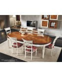 TAVOLO ROTONDO DIAM. 140 CON 2 ALL. DA 60 CM INTARSIO VERONA