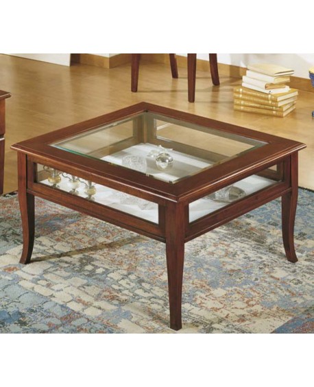 TAVOLINO RETT.RE A BACHECA VETRI LATERALI L.80 P.80 H.48