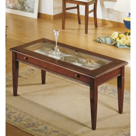 TAVOLINO RETT.RE A BACHECA CON CASSETTO E VETRI L.100 H.48 P.50