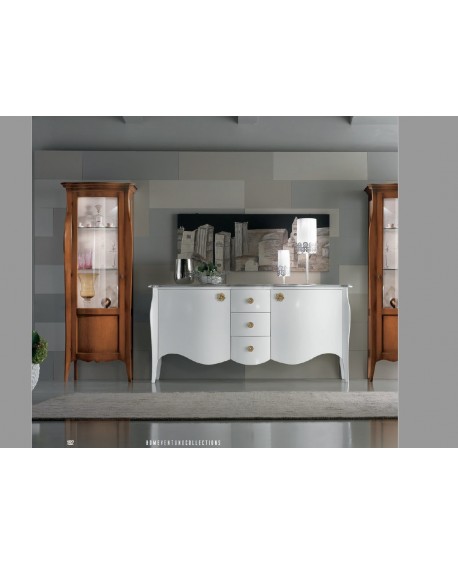 CHAMBRE CABINET CABINET MATT PORTES BLANC ET BOIS TIROIR CONVEXE