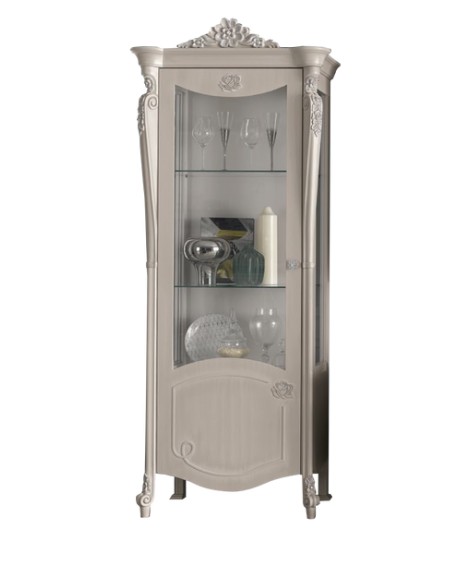 vetrina singola apertura dx/sx legno massello con intarsio