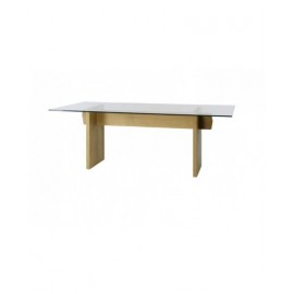 Tavolo rovere, piano cristallo temperato   L.200 H.77 P.90