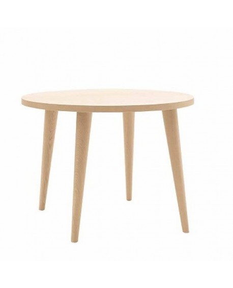 Tav. c/gambe tornite spillo e piano rovere Rotondo C/BORDO DRITTO Diam.110 H.81