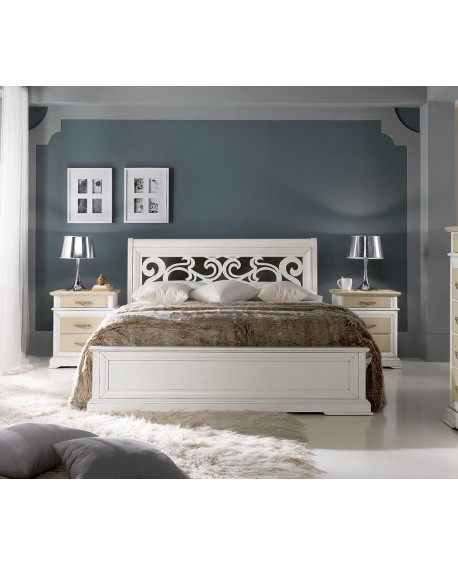 LETTO MATRIMONIALE TRAFORATO IN LEGNO MASSELLO