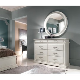 COMO 8 CASSETTI LACCATO BIANCO LEGNO MASSELLO L 150 P 53 H 102