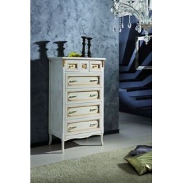 CHEST WOODEN LACQUERED WHITE GOLD WIRE