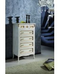 CHEST WOODEN LACQUERED WHITE GOLD WIRE