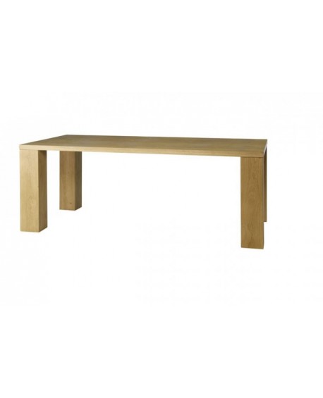 Tavolo c/gambe a colonna e piano rovere C/BORDO DRITTO L.140 H.78 P.90