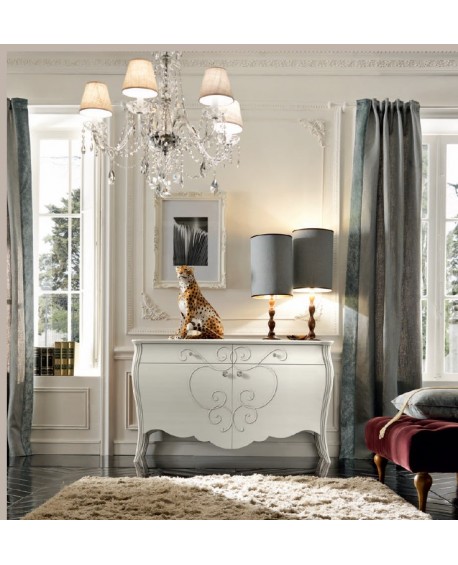 CREDENZA MOBILE LEGNO MASSELLO BOMBATA COLORE BIANCO VARI COLORI
