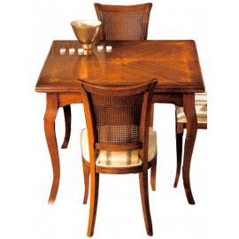 TAVOLO IN LEGNO MASSELLO INTARSIATO 100X100 ALL VARI COLORI