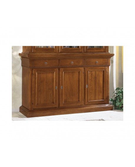 CREDENZA IN LEGNO MASSELLO ARTIGIANALE 4 ANTE L 224 P 52 H 115
